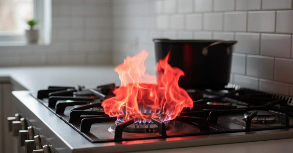 bếp gas bị lửa đỏ