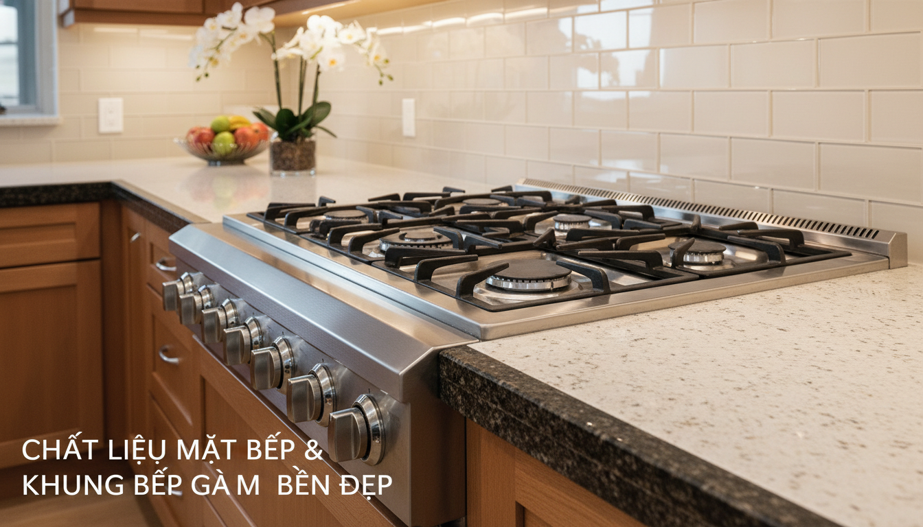Chất liệu mặt bếp và khung bếp ga âm bền đẹp