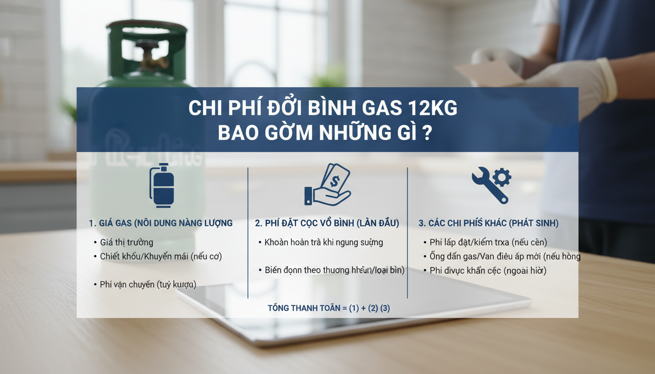 Chi phí đổi bình gas 12kg bao gồm những gì