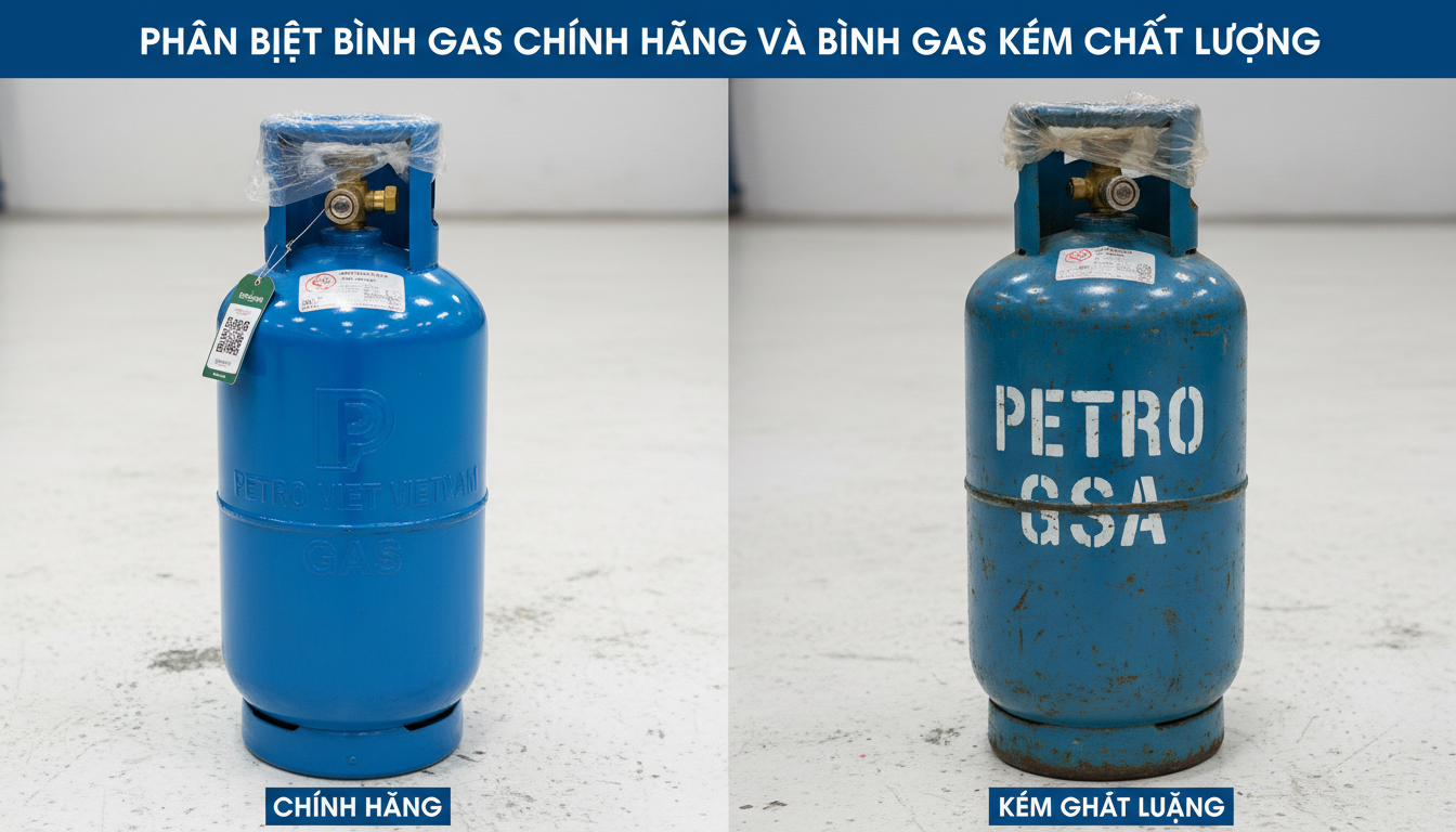 Phân biệt bình gas chính hãng và bình gas kém chất lượng
