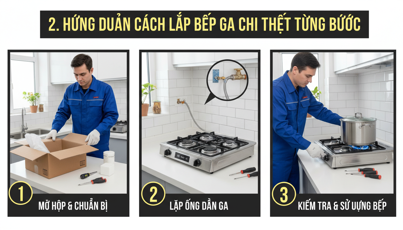 2. Hướng Dẫn Cách Lắp Bếp Ga Chi Tiết Từng Bước
