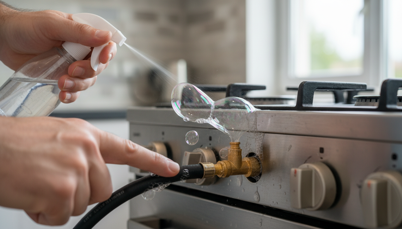 Kiểm tra rò rỉ gas bằng dung dịch xà phòng