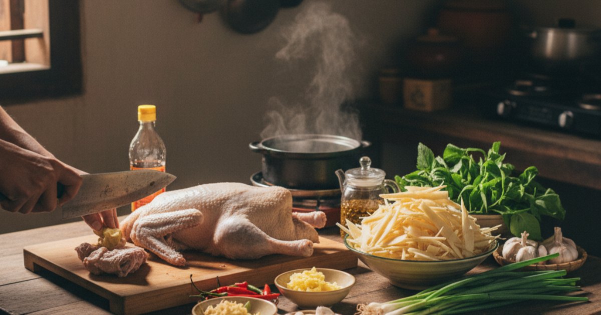 Chuẩn bị nguyên liệu cho món canh vịt nấu măng