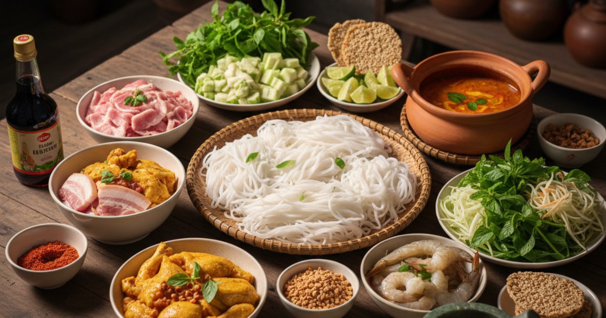 Chuẩn bị nguyên liệu nấu Mì Quảng đầy đủ Chuẩn bị nguyên liệu nấu Mì Quảng đầy đủ