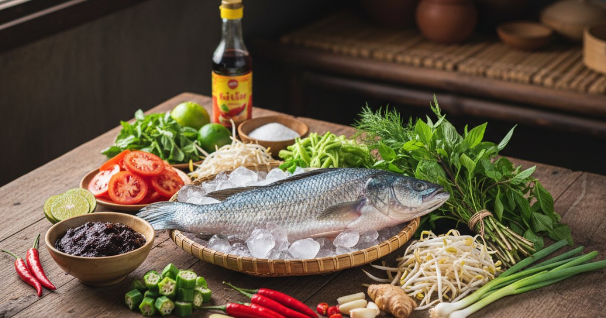 Nguyên liệu cần chuẩn bị cho món canh chua cá lóc